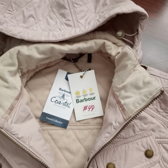 NWT Barbour Coastal Collection Arrow Parka Oyster/Beige/Pink Svrl Sizes - Picture 2 of 12